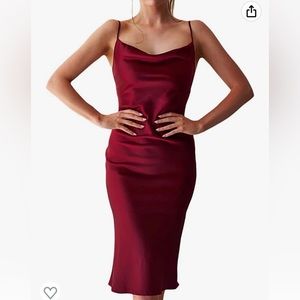 Cowl neck satin dress